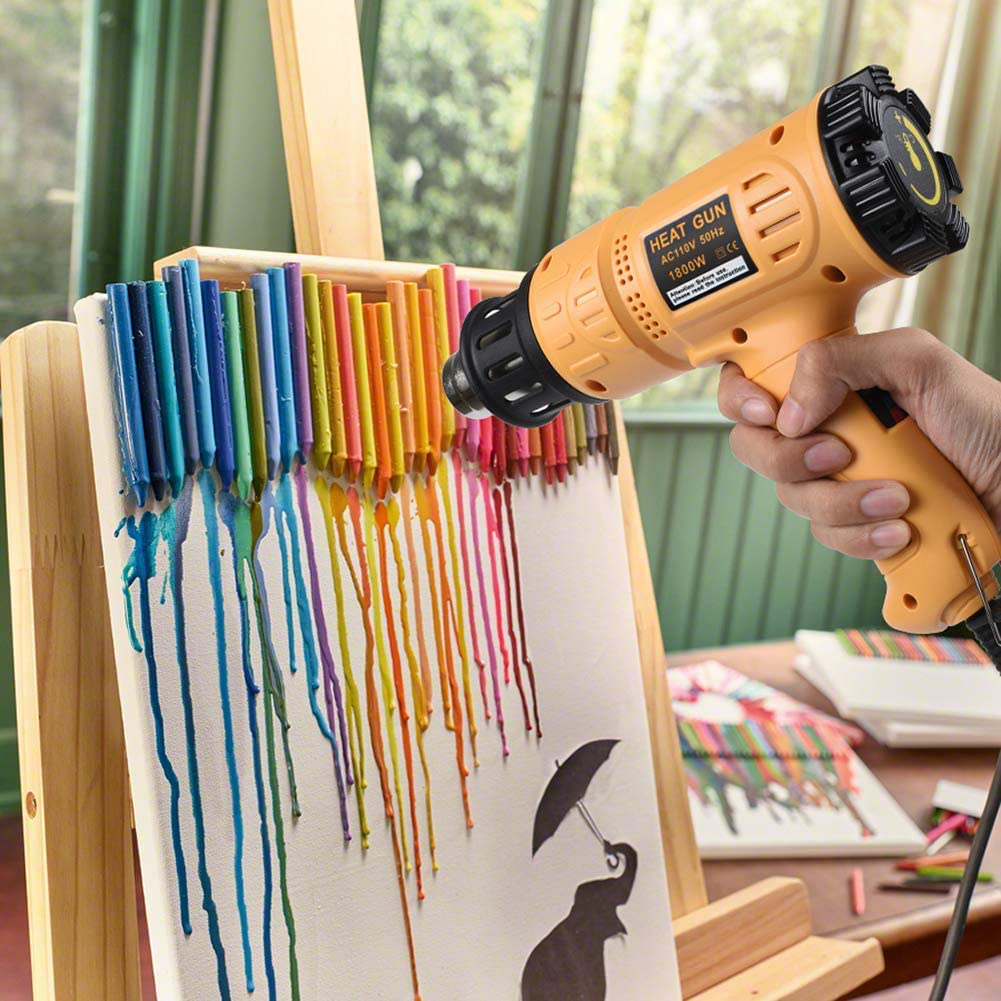 SEEKONE Heat Gun 1800W Heavy Duty Hot Air Gun Kit Variable Temperature Control with 2-Temp Settings 4 Nozzles 122℉~1202℉(50℃- 650℃)with Overload Protection for Crafts, Shrinking PVC, Stripping Paint