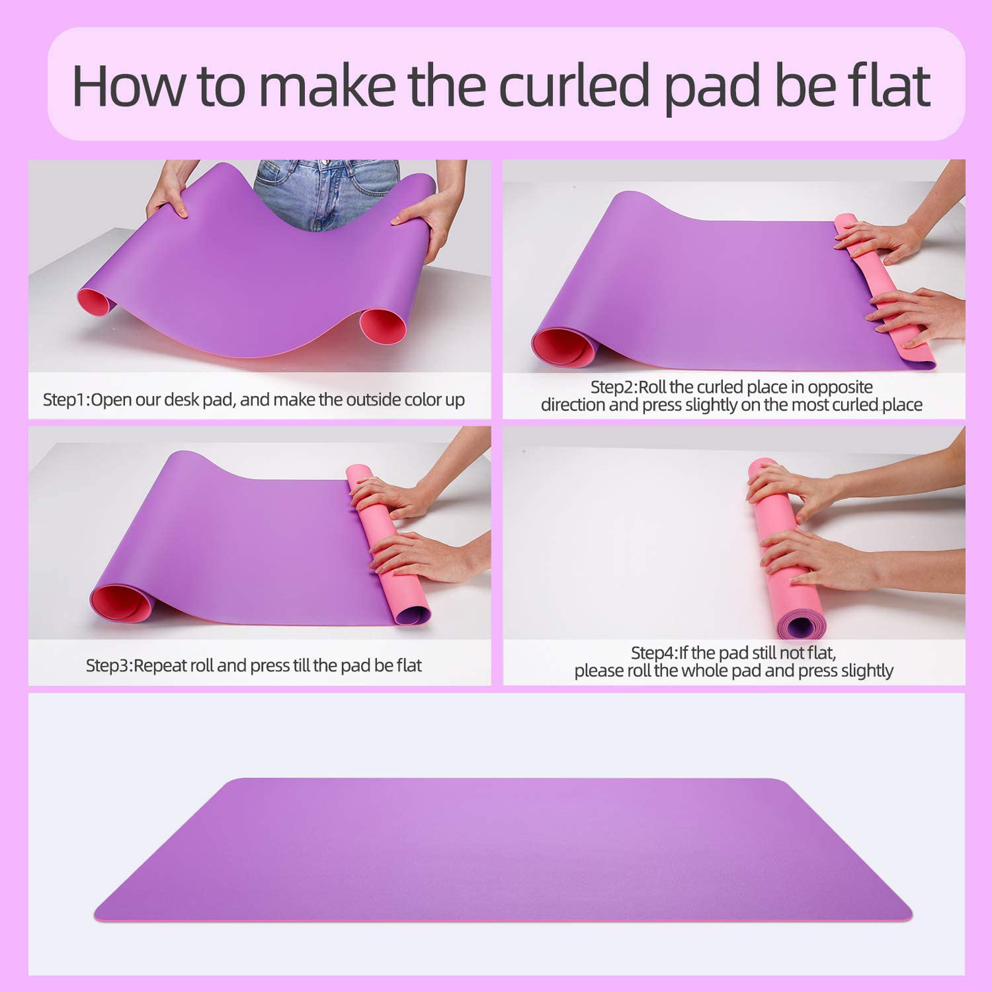 YSAGi Multifunctional Office Desk Pad, 23.6" x 13.7" Ultra Thin Waterproof PU Leather Mouse Pad, Dual Use Desk Writing Mat for Office/Home (23.6" x 13.7", Pink)