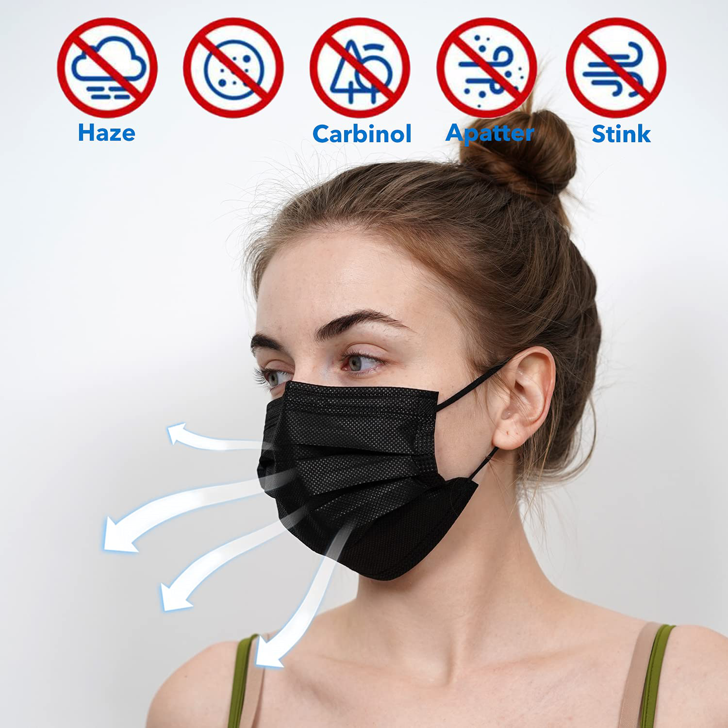ZTANPS Face Mask,Pack of 50 Black Disposable Face Mask for Men & Women