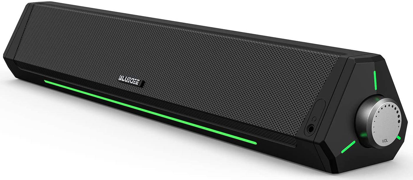 Computer Speakers, Dynamic RGB Computer Sound Bar, Hifi Stereo Bluetooth 5.0 & 3.5Mm Aux-In Connection, USB Powered Computer Speakers for Desktop, PC, Laptop, Tablets