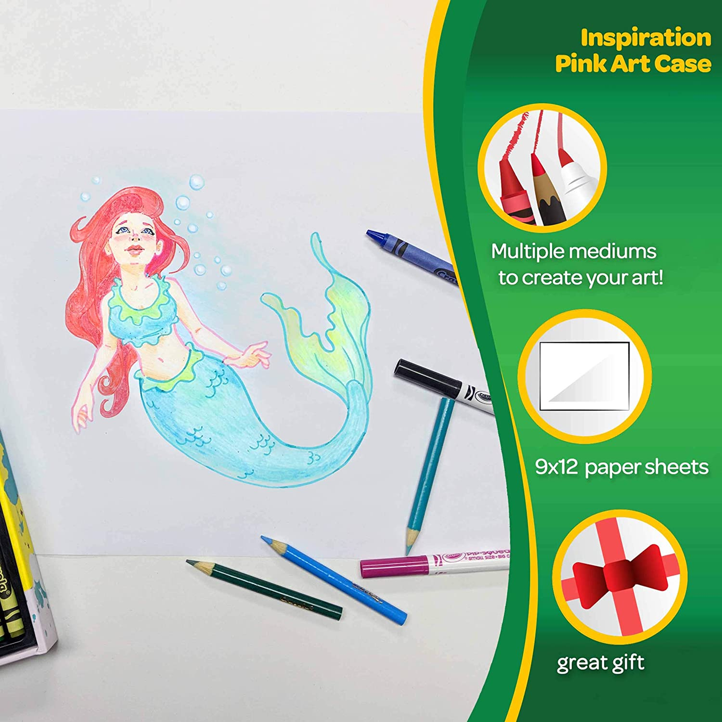 Crayola Inspiration Art Case in Pink, Gifts for Kids Age 5+, 140 Count