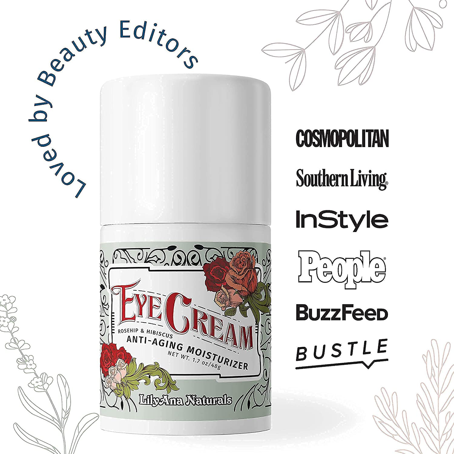 Lilyana Naturals Eye Cream - 2-Month Supply - Made in USA, Eye Cream for Dark Circles and Puffiness, under Eye Cream, anti Aging Eye Cream, Improve the Look of Fine Lines and Wrinkles, Rosehip and Hibiscus Botanicals - 1.7Oz (1-Pack)
