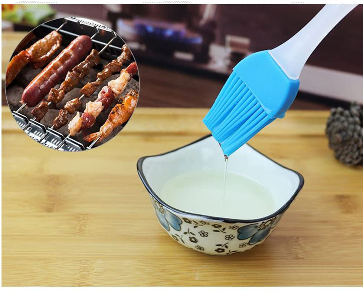 Binhai Basting Brushes Grill Brush Kitchen Silicone Basting Pastry Cooking Brushs & BBQ Basting Brush, Varying Bright Color - Best Kitchen Gadget (Oil Brush 4 Pack)