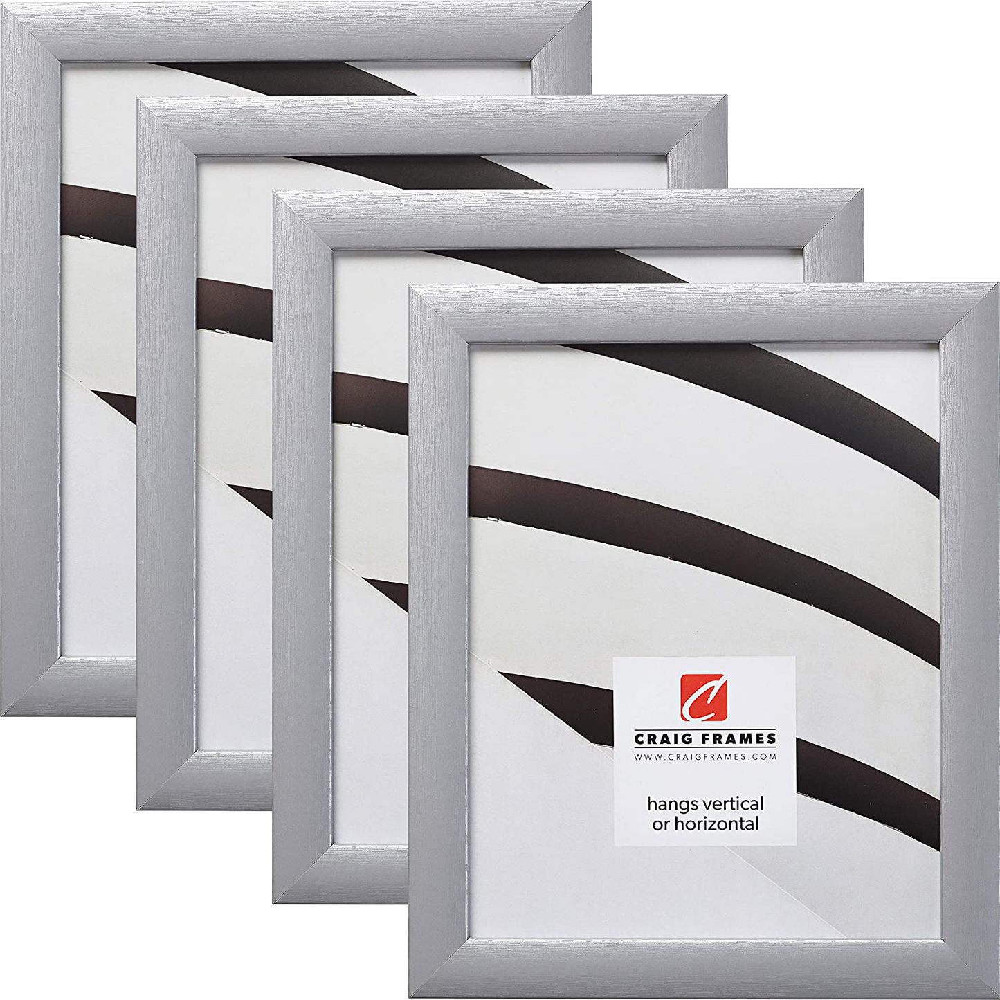 Craig Frames 23247018 5 x 7 Inch Picture Frame, Brushed Silver, Set of 4