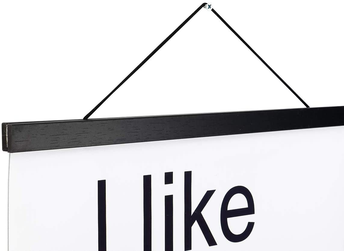 Magnetic Poster Hanger Frame, 8x10 8x12 8x24 Light Wood Wooden Magnet Canvas Artwork Print Dowel Poster Hangers Frames Hanging Kit (Black, 8")