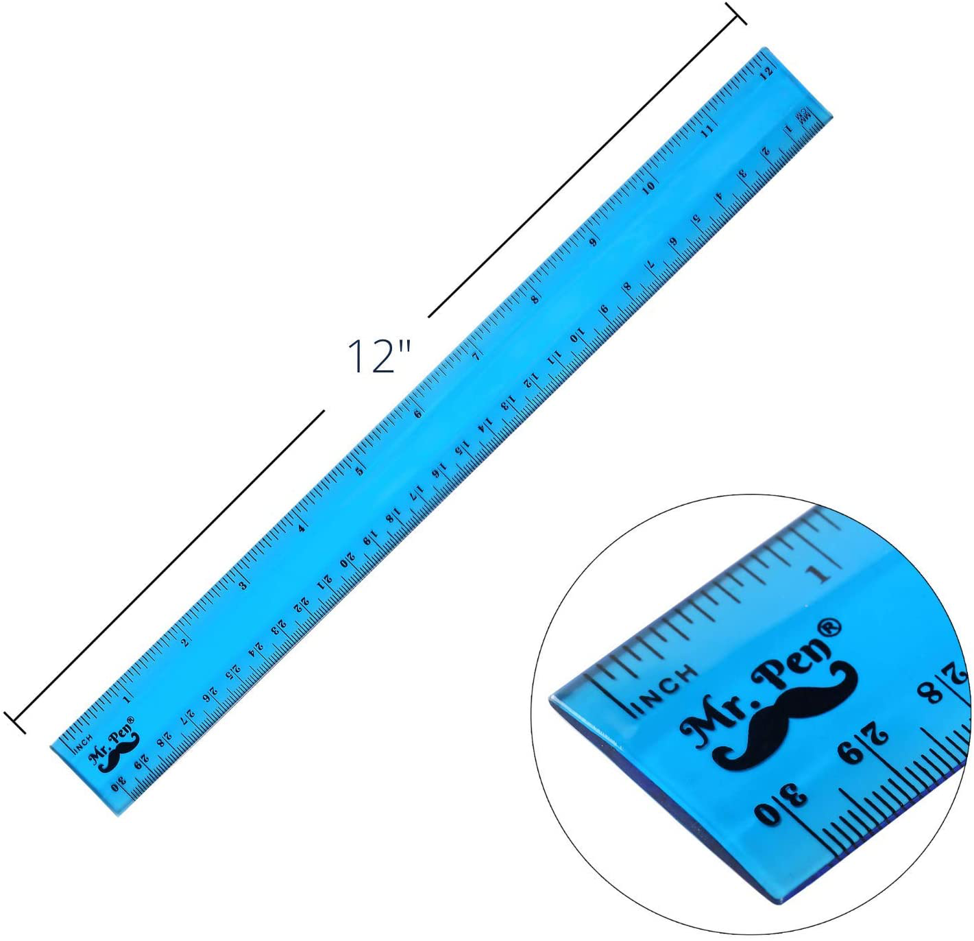 Mr. Pen- Rulers, Rulers 12 Inch, 6 Pack, Assorted Colors, Kids Ruler for School, Rulers for Kids, Ruler with Centimeters and Inches, Plastic Rulers, Kids Ruler, School Ruler, Standard Ruler, Clear