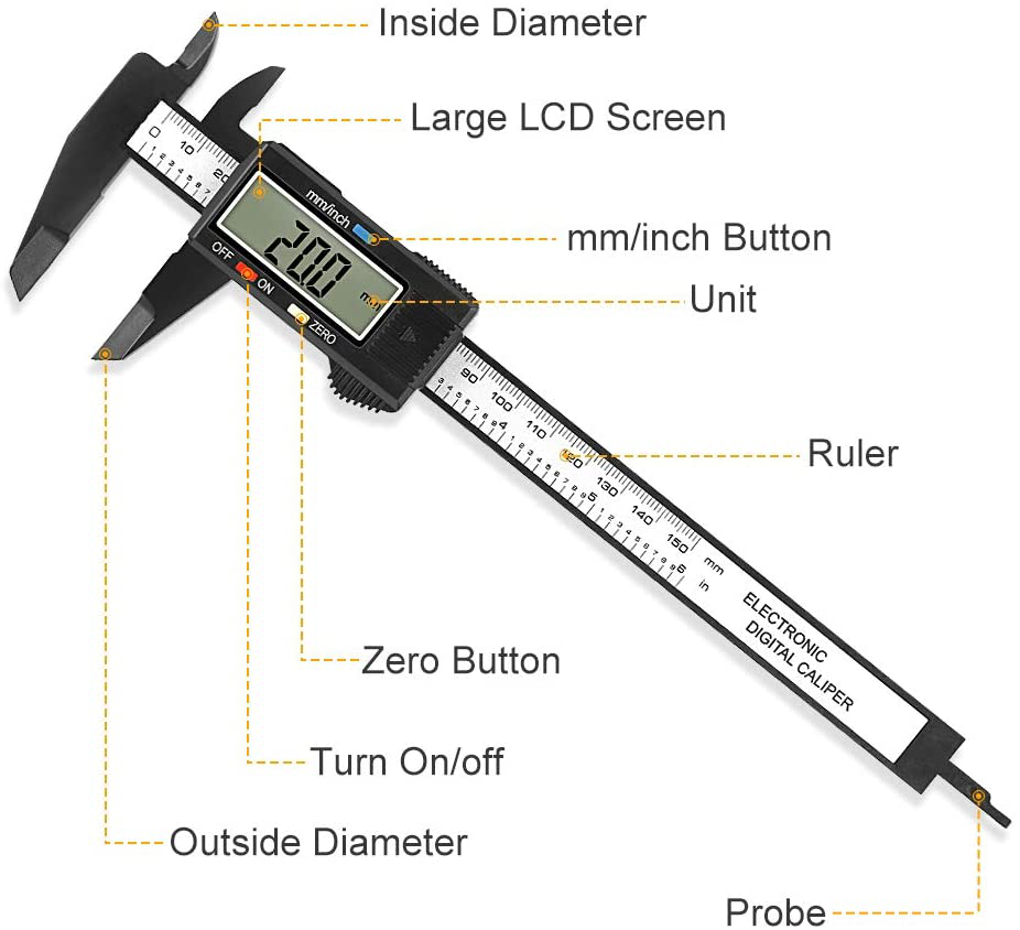 Digital Caliper, Sangabery 0-6 inches Caliper with Large LCD Screen, Auto - Off Feature, Inch and Millimeter Conversion Measuring Tool, Perfect for Household/DIY Measurment, etc