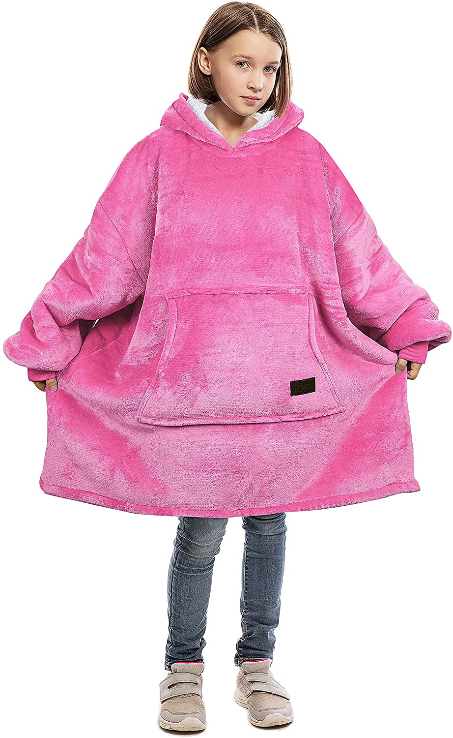 Catalonia Oversized Wearable Blanket Hoodie Sweatshirt, Comfortable Sherpa Lounging Pullover for Adults Men Women Teenagers Wife Girlfriend