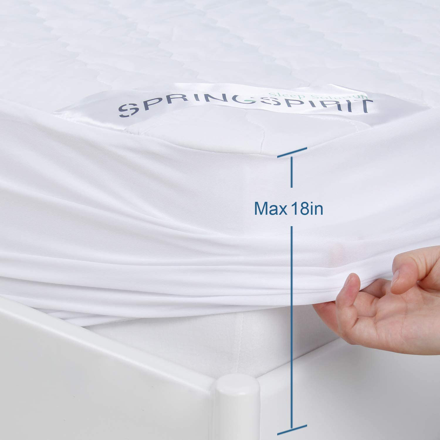SPRINGSPIRIT Mattress Pad Cover Waterproof (Queen), Quilted Fitted Queen Mattress Pad Protector with Ultra Soft & Absorbent Surface and Deep Pocket to 14 inch, Stain Protection