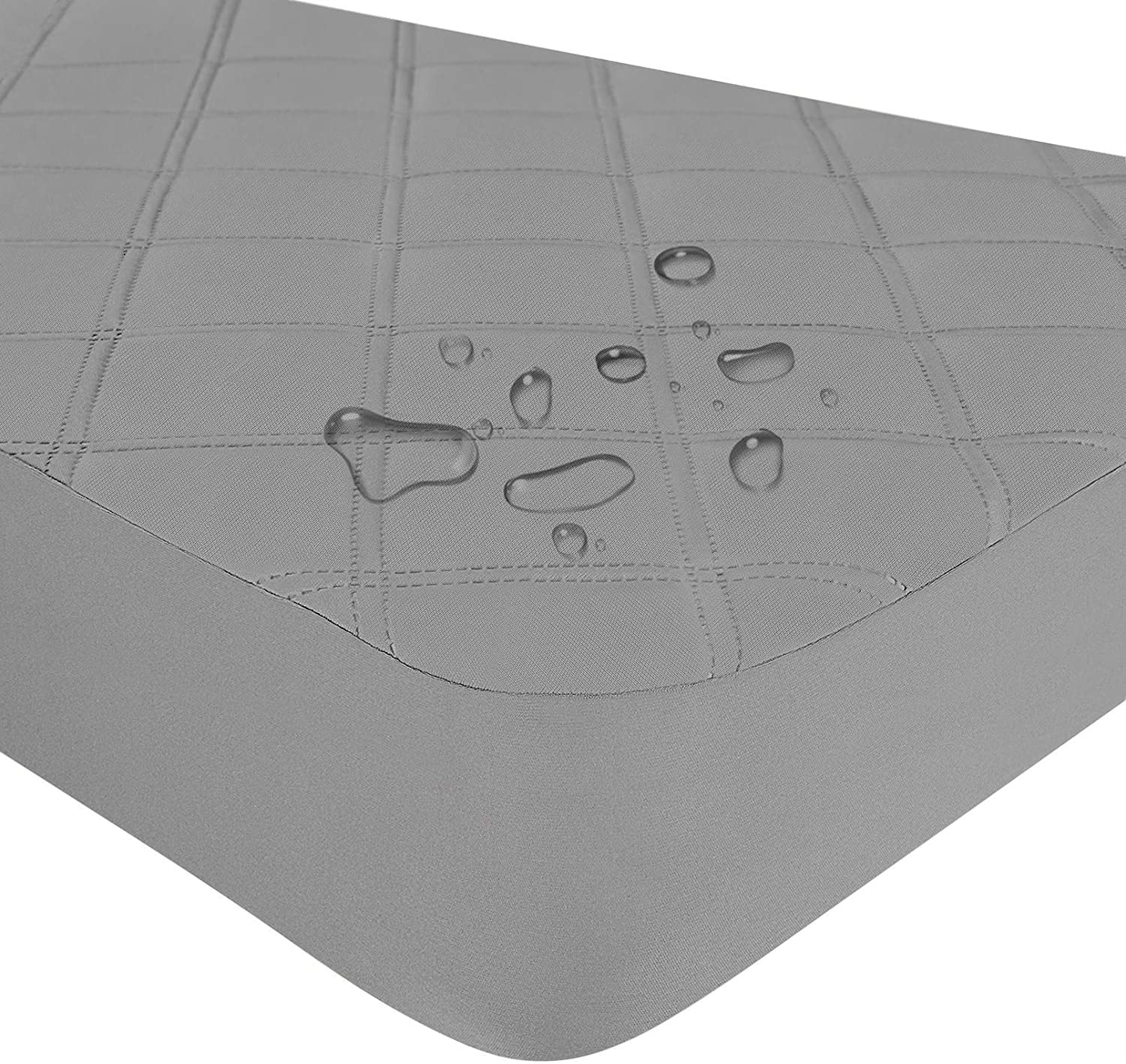 Waterproof Fitted Crib Mattress Pad and Toddler Crib Mattress Protective Baby Crib Mattress Cover Sheets Protector Bedding Sets Breathable & Hypoallergenic for Boys and Girls (Grey, Crib 28''x52'')
