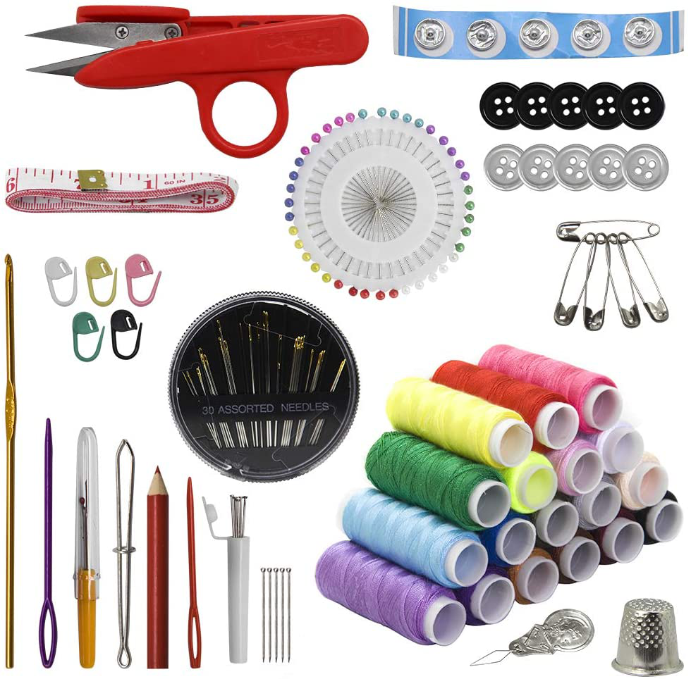 Sewing KIT, XL Sewing Supplies for DIY, Beginners, Adult, Kids, Summer Campers, Travel and Home,Sewing Set with Scissors, Thimble, Thread, Needles, Tape Measure, Carrying Case and Accessories