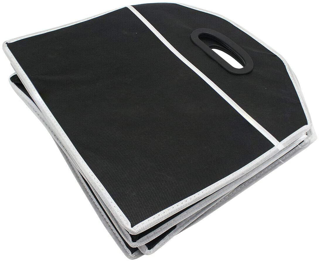 JORCEDI Black Trunk Organizers and Storage Foldable , Extra Large Portable Storage Holder ,With 3 Compartments ,For Car Groceries Caddy SUV