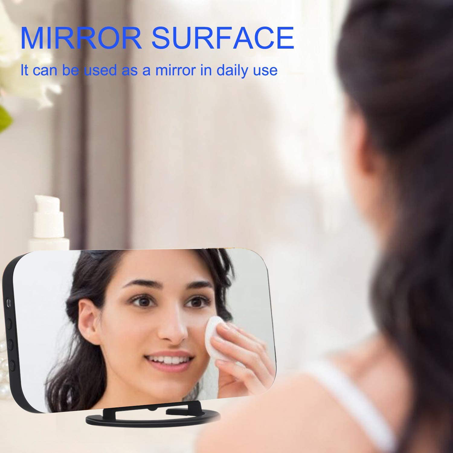 Digital Clock Large Display, LED Electric Alarm Clocks Mirror Surface for Makeup with Diming Mode, 3 Levels Brightness, Dual USB Ports Modern Decoration for Home Bedroom Decor-White