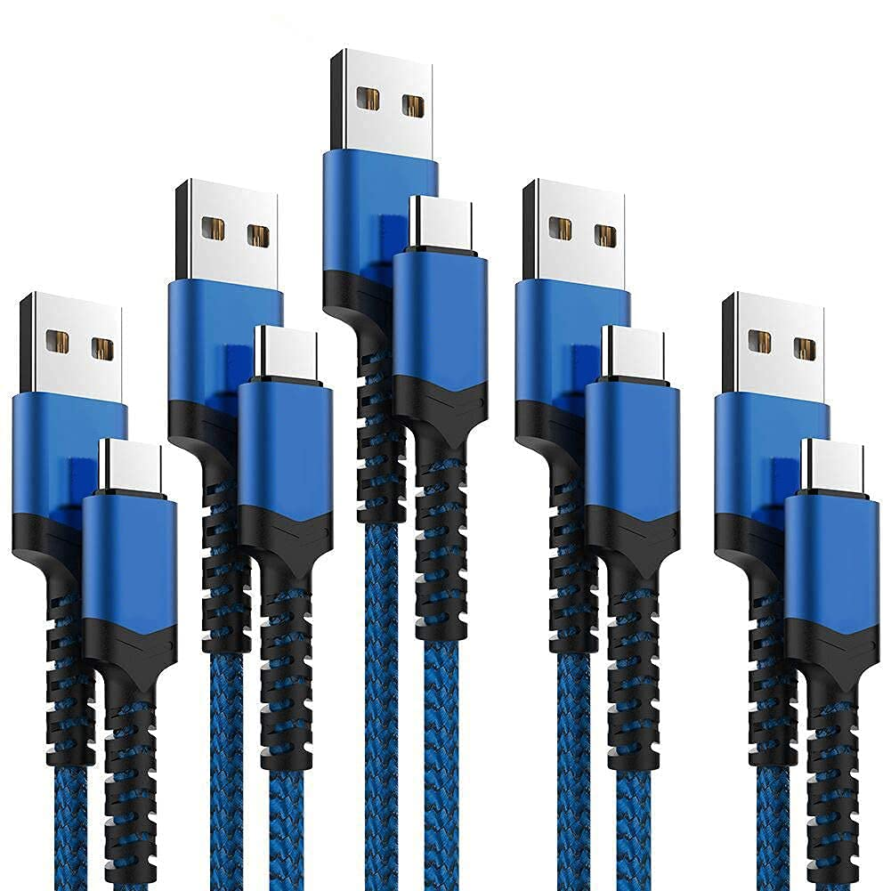 5 Pack USB C Cable (3/3/6/6/10FT) USB-C to USB-A Fast Charging Aluminum Housing