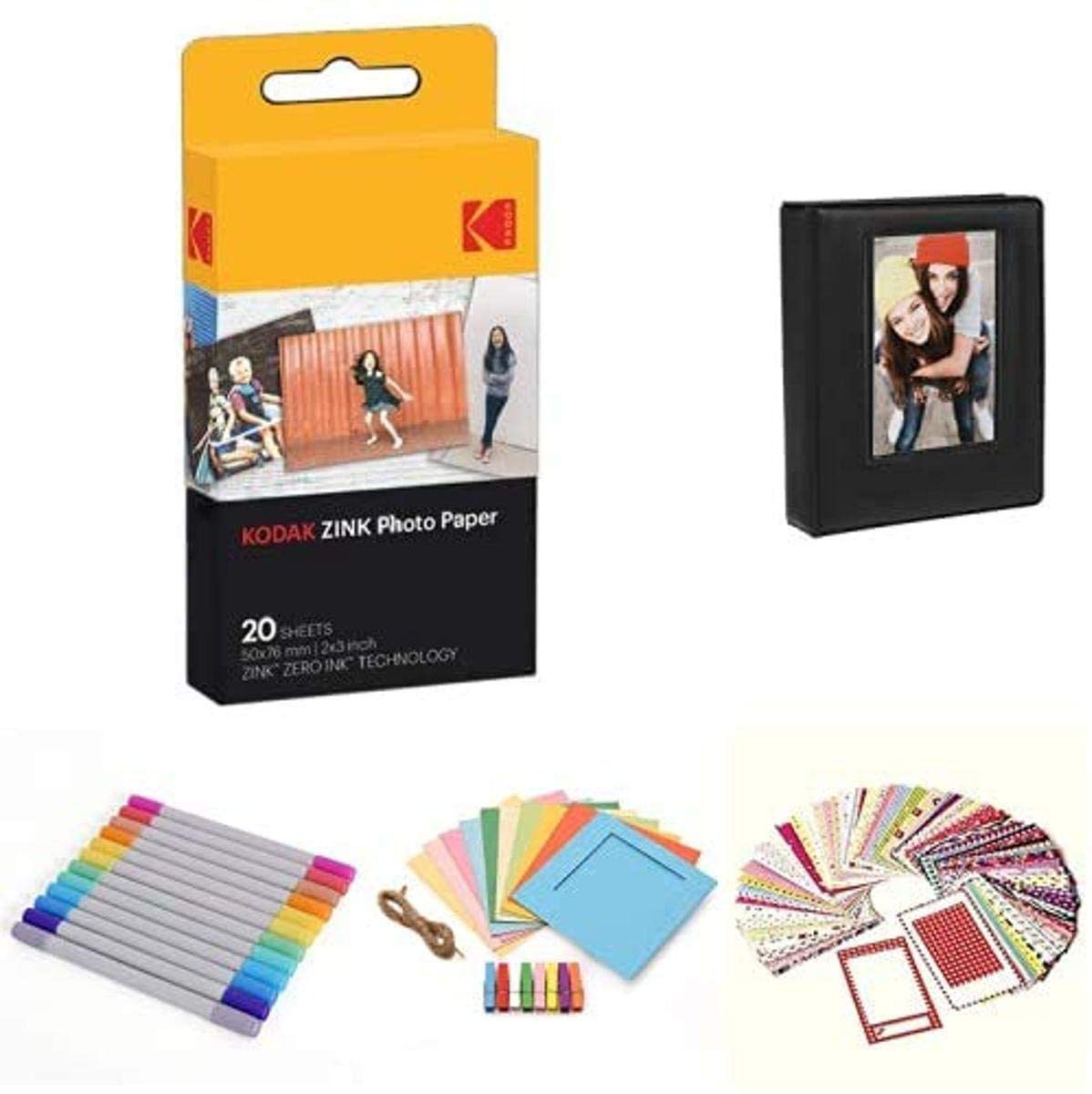 Kodak 2"x3" Premium Zink Photo Paper (20 Sheets) Compatible with Kodak Smile, Kodak Step, PRINTOMATIC