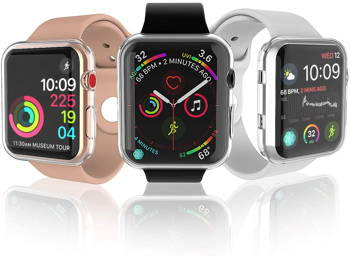 Julk Series 3 Case Compatible with Apple Watch Screen Protector, Overall Protective Case TPU HD Clear Ultra-Thin Cover (2-Pack)