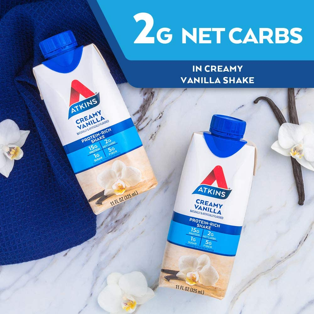 Atkins Creamy Protein-Rich Shake with Creamy Vanilla, 12 Count