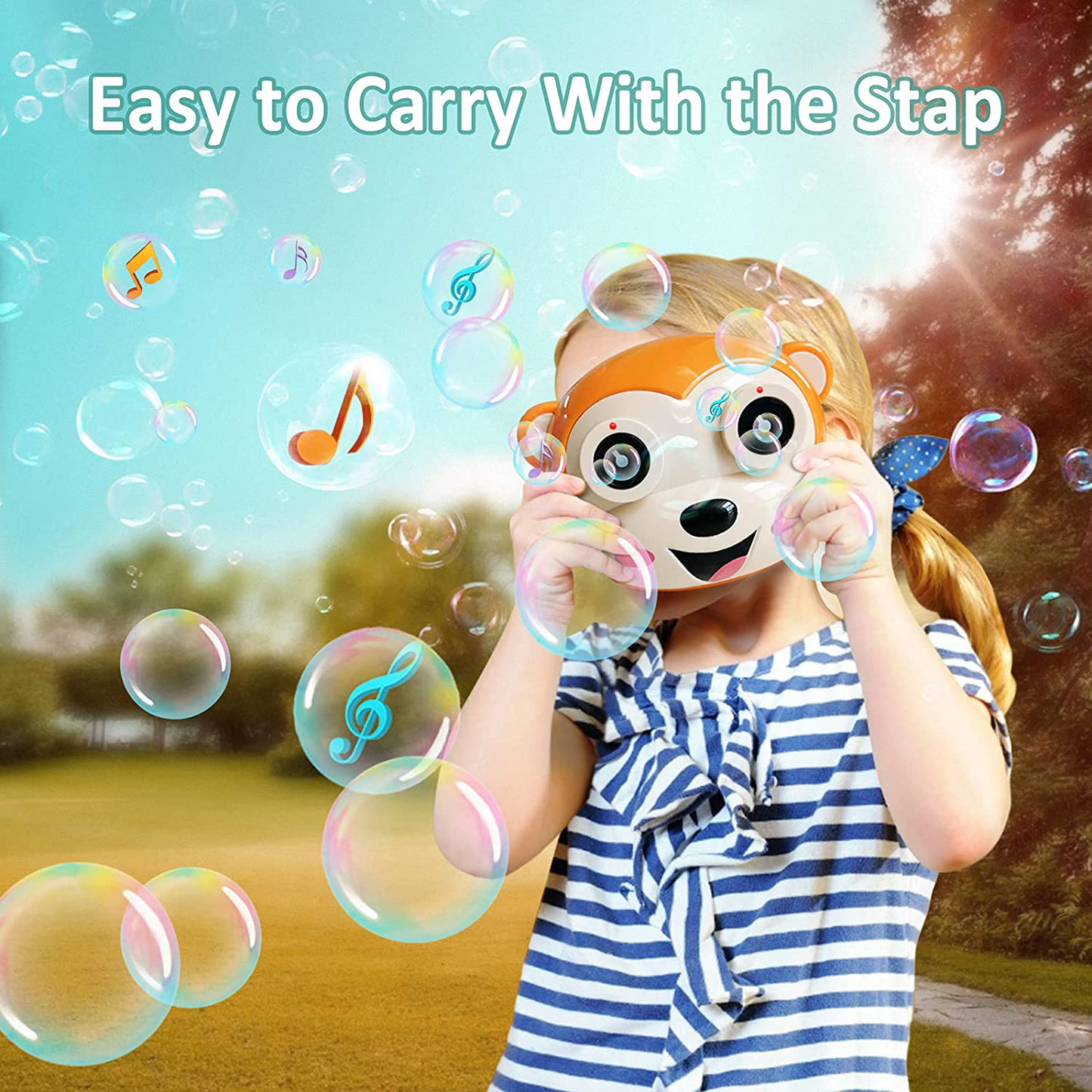 Kimiangel Rechargeable Bubble Machine for Kids, Monkey Automatic Bubble Camera Blower Toy with Light and Music for Parties, Weddings, Outdoor, 800+ Bubbles Per Minute Bubble Maker with Bubble Solution