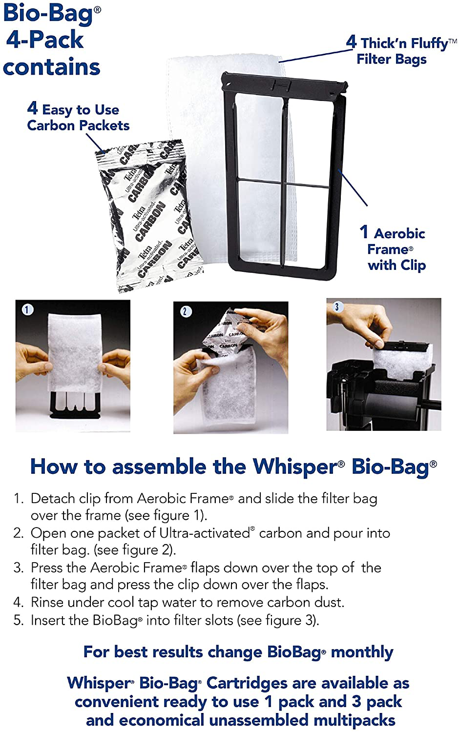 Tetra Whisper Bio-Bag Filter Cartridges For Aquariums - Unassembled