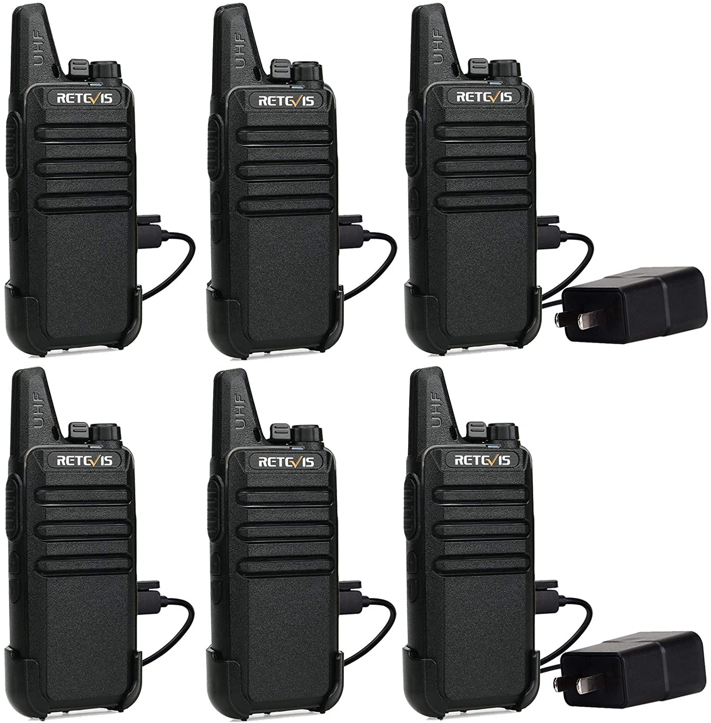 Retevis RT22 Walkie Talkies Rechargeable Hands Free 2 Way Radios Two-Way Radio(6 Pack) with 6 Way Multi Gang Charger