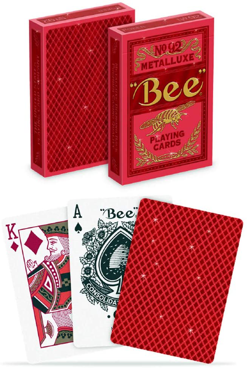 Bee Metalluxe Playing Cards - Red Foil Diamond Back, Standard Index
