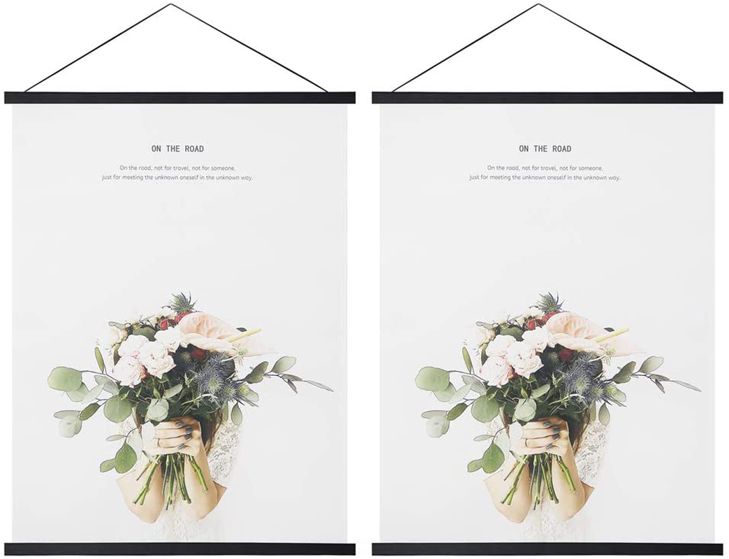 Miaowater 2 Pack Magnetic Poster Frame Hanger,10x14 10x20 10x13 Light Wood Wooden Magnet Frames Hangers for Photo Picture Art Canvas Print Artwork Wall Hanging Black 10''