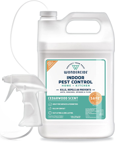 Wondercide Natural Products - Indoor Pest Control Spray for Home and Kitchen - Fly, Ant, Spider, Roach, Flea, Bug Killer and Insect Repellent - Eco-Friendly, Pet and Family Safe — 128 oz Cedarwood