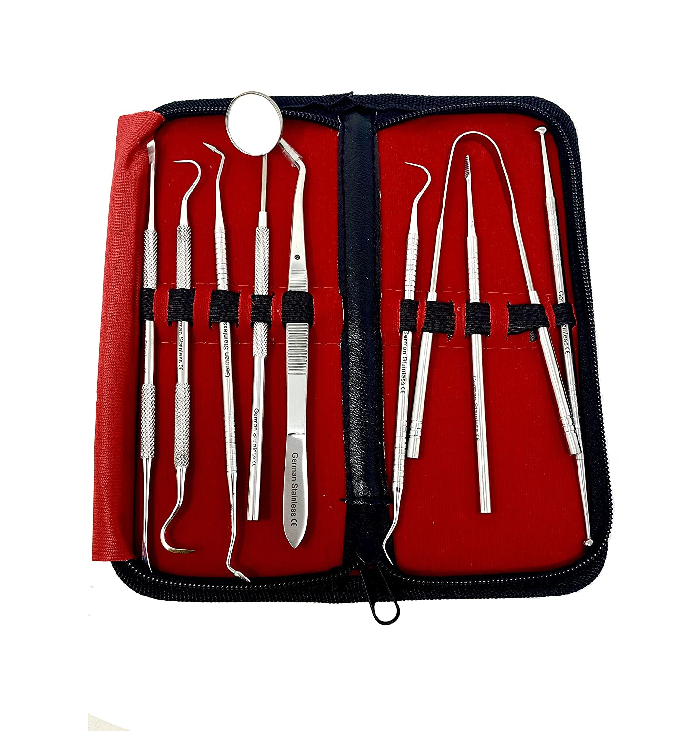 Dental Tools Stainless Steel Dental Pick Dental Floss Dental Hygiene Tool Set Tooth Scraper Plaque Tartar Remover Dental Tweezers Gum Floss for Personal Oral Care & Pet Use