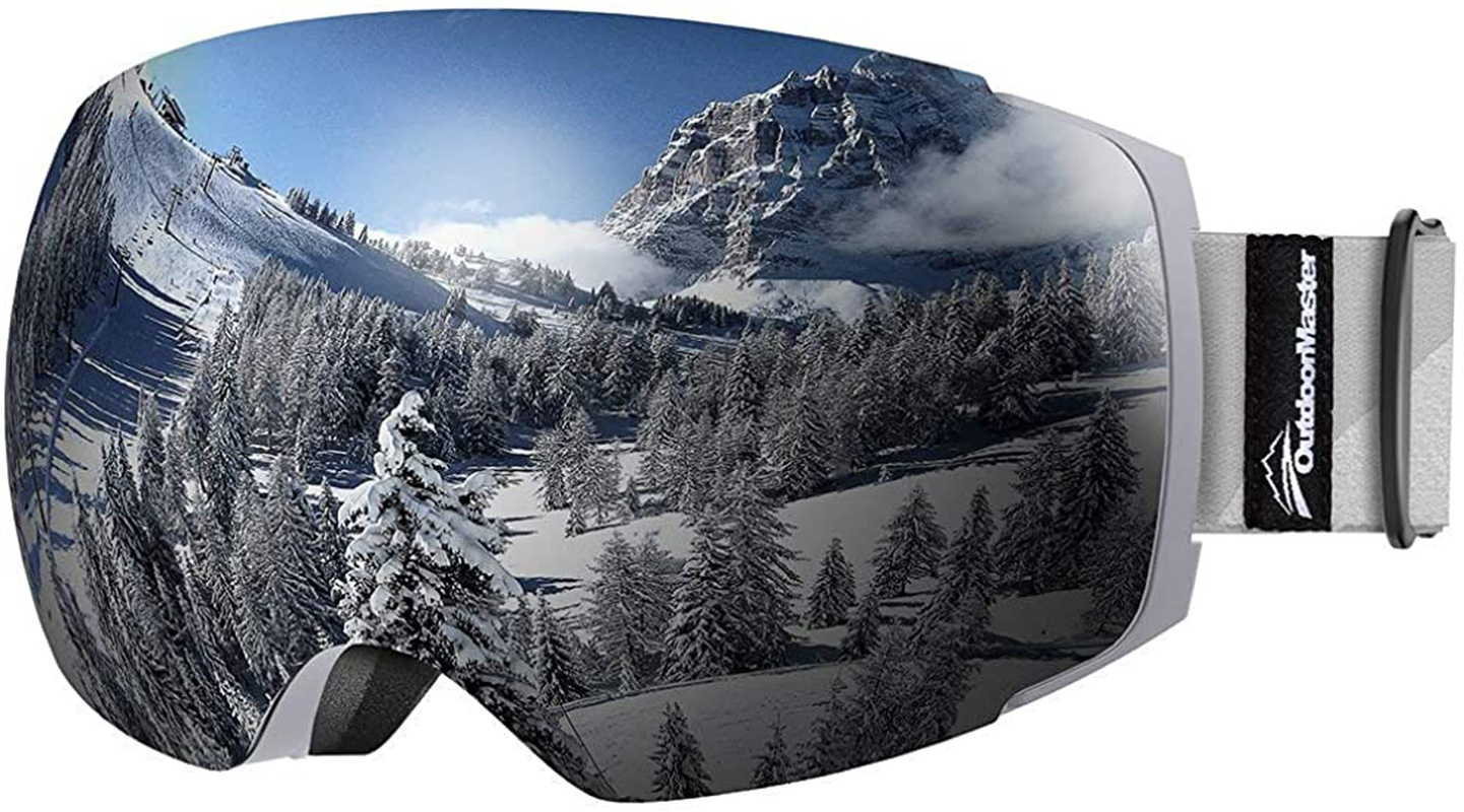 Outdoormaster Ski Goggles PRO - Frameless, Interchangeable Lens 100% UV400 Protection Snow Goggles for Men & Women