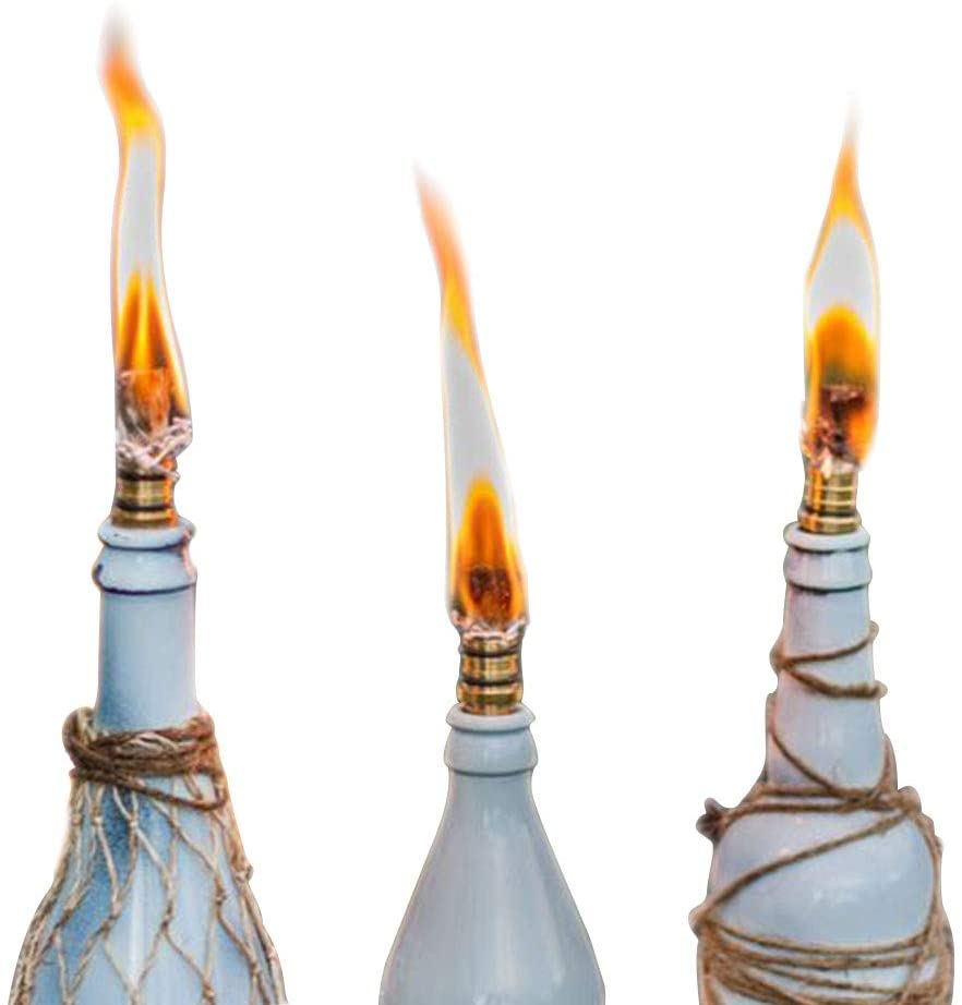 Ericx Light Wine Bottle Torch Kit 4 Pack, Includes 4 Long Life Torch Wicks ,Brass Torch Wick Holders and Brass Caps - Just Add Bottle for an Outdoor Wine Bottle Torch