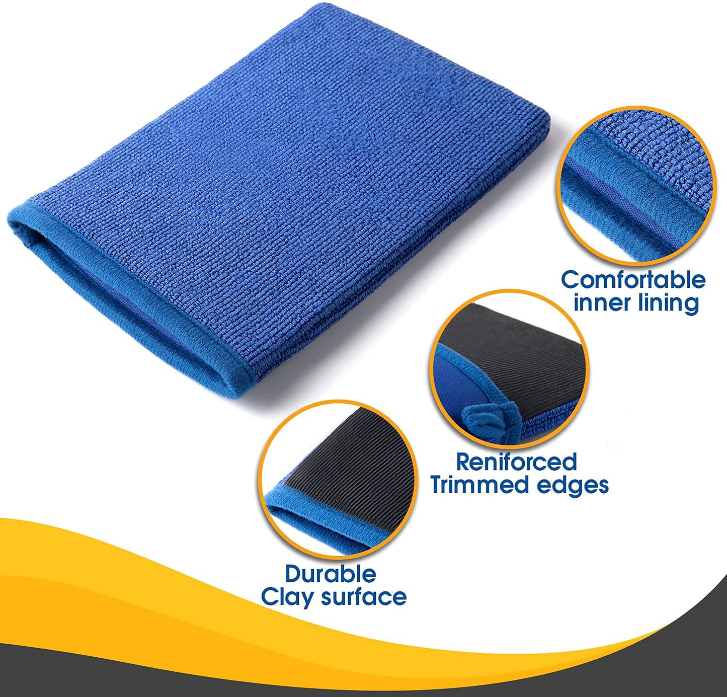Fine Grade Microfiber Clay Bar Towel Mitt and Eraser Set Automotive Detailing Clay Towel Kit Alternative for Car Detailing and Car Wash, Great Gift for him
