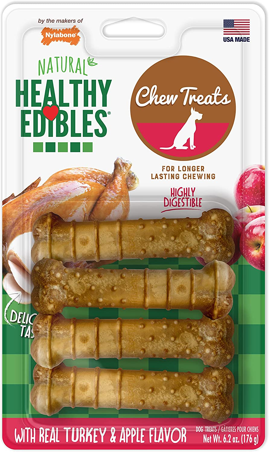 Nylabone Healthy Edibles All-Natural Long Lasting Bacon Flavor Chew Treats 3 Count Bacon Small/Regular