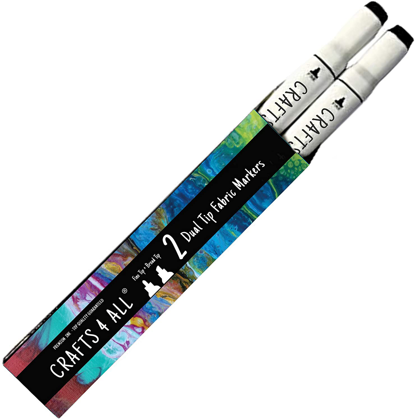 Crafts 4 ALL Permanent Fabric Marker Laundry Marker Non Bleed Dual Tip 2 Pack BLACK