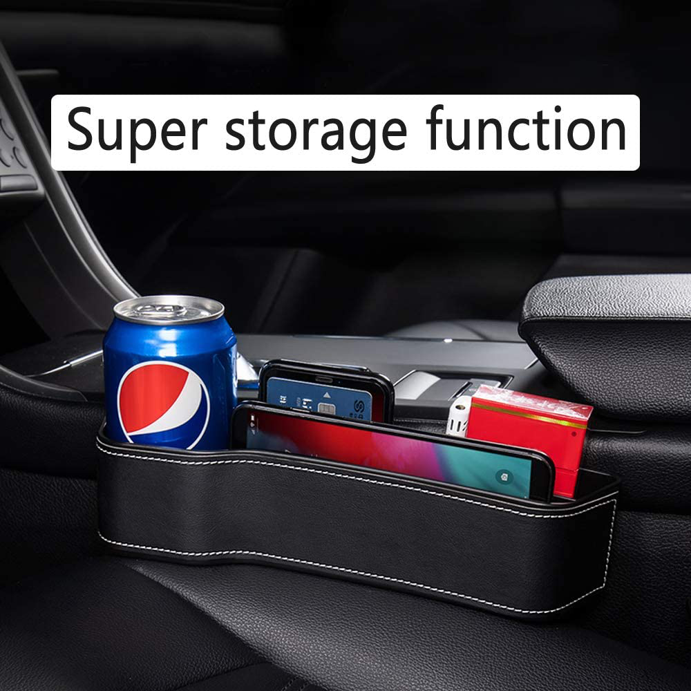 OTRTSUCC 2 Pack Car Seat Storage Pockets Box, PU Leather Console Side Organizer, Auto Seat Gap Filler, Front Seat Organizer Stowing Tidying for Phone, Keys, Cards, Cigarette, Wallets, Sunglasses
