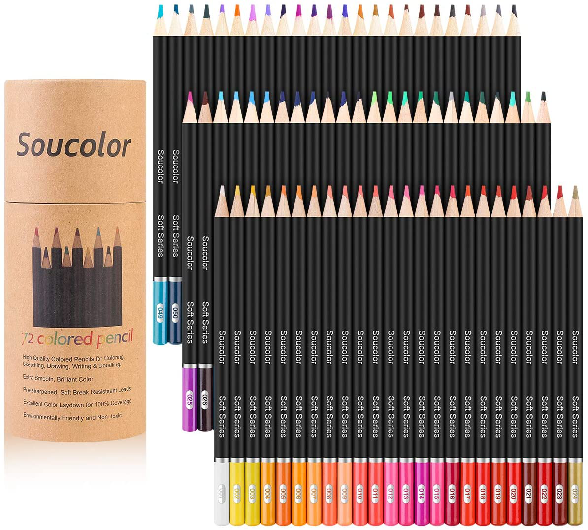 Soucolor 72-Color Colored Pencils for Adult Coloring Books, Soft Core, Artist Sketching Drawing Pencils Art Craft Supplies, Coloring Pencils Set Gift for Adults Kids Beginners