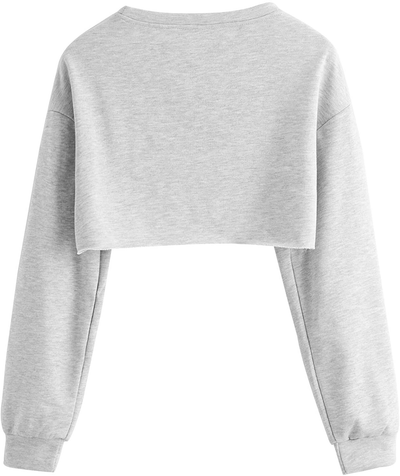 SweatyRocks Women's Casual Solid Cut Out Front Long Sleeve Pullover Crop Top Sweatshirt