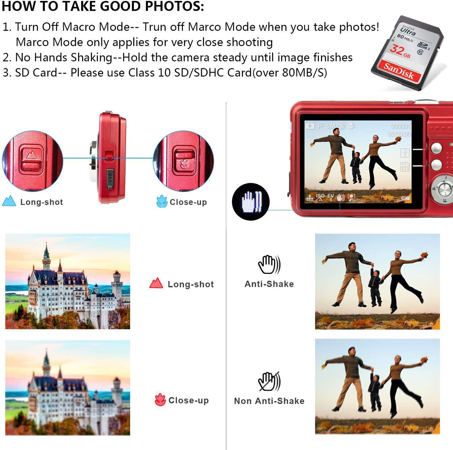 HD Mini Digital Cameras, Point and Shoot Digital Cameras for Photography Kids Teenagers - Travel, Camping, Gifts