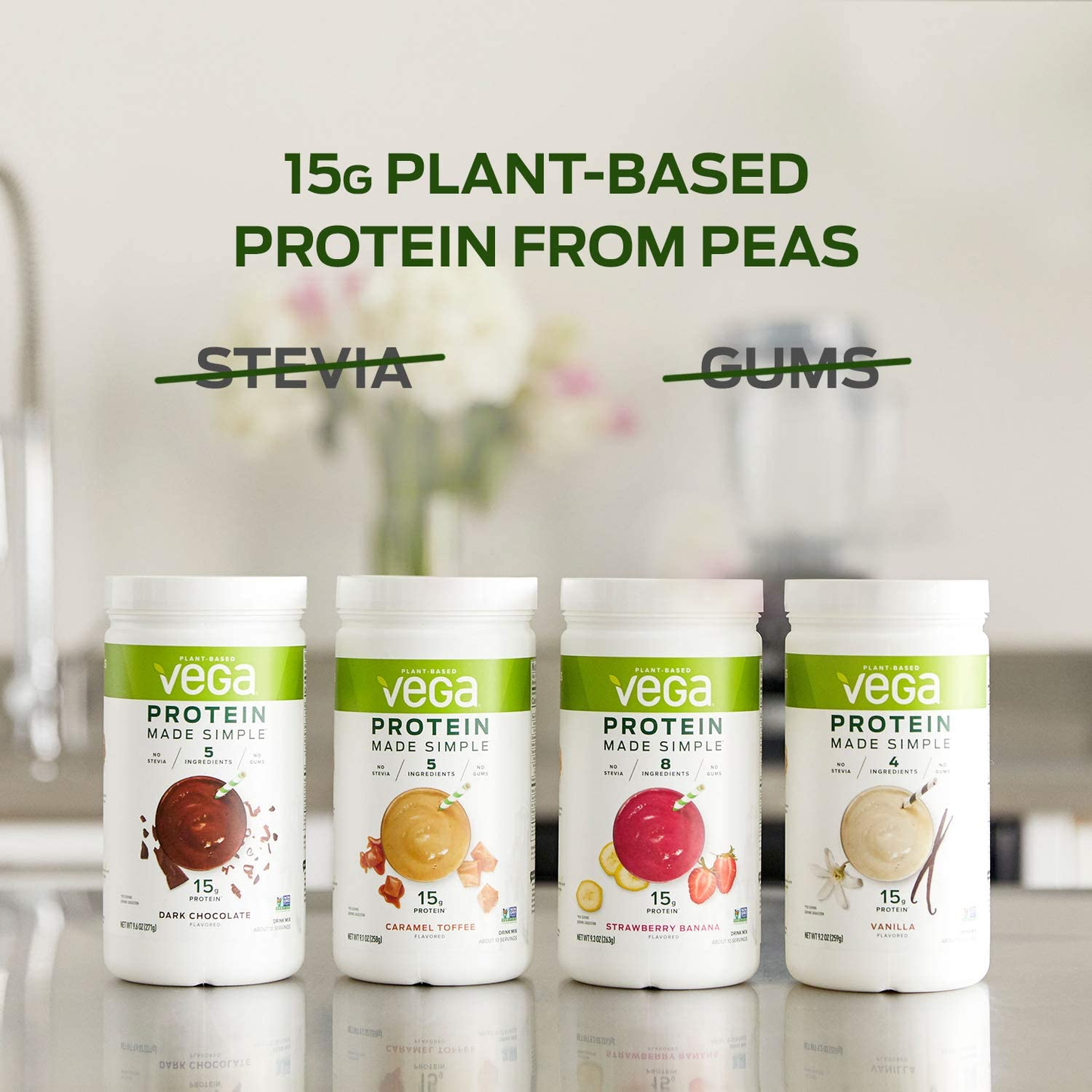 Vega Protein Made Simple - Caramel Toffee (10 Servings), 9.1 Oz - Delicious Plant Based Healthy Vegan Protein Powder - Stevia, Dairy & Gluten Free, Non GMO, No Gums