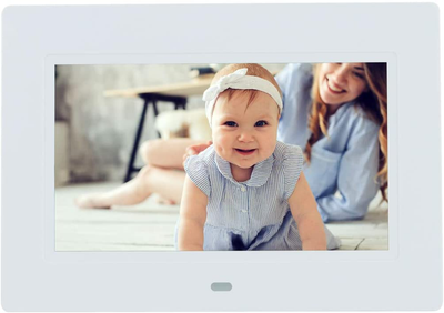Digital Picture Frame 7 Inch Electronic Photo Frame & 1024 X 600 High Resolution IPS Widescreen Display - Calendar/Clock Function, MP3/ Photo/Video Player with Remote Control