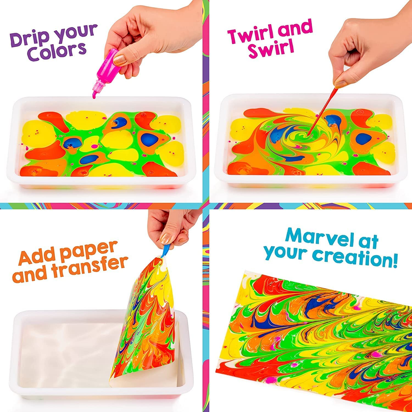 Original Stationery Rainbow Marbling Kit, Everything You Need in One Marble Painting Kit Kids to Make Marble Art and Craft Kids Will Love, Great Arts and Crafts for Girls and Rainbow Gifts for Girls
