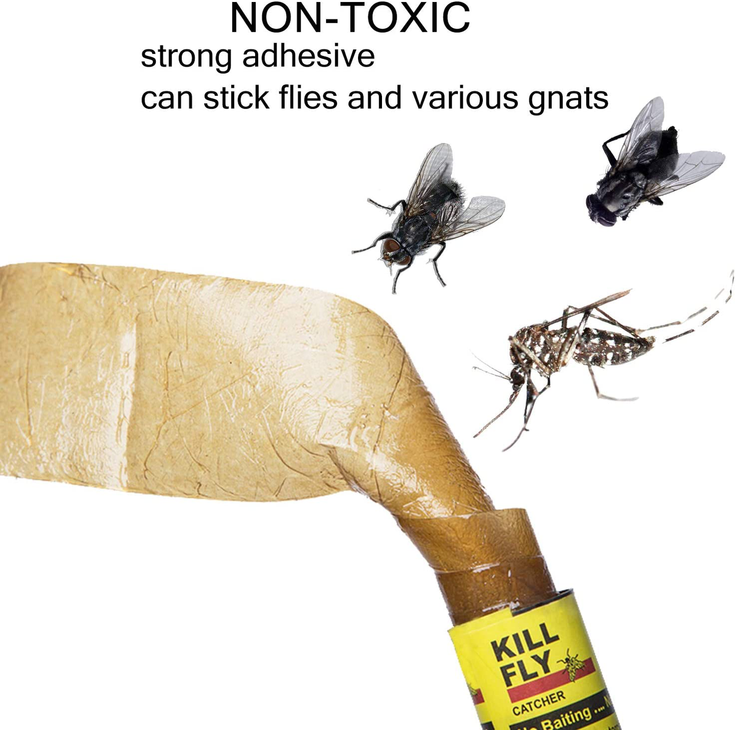 20 Pack Sticky Fly Strips Tape Ribbon, Fly Trap Catcher, Gnat Killer Indoors/Outdoors