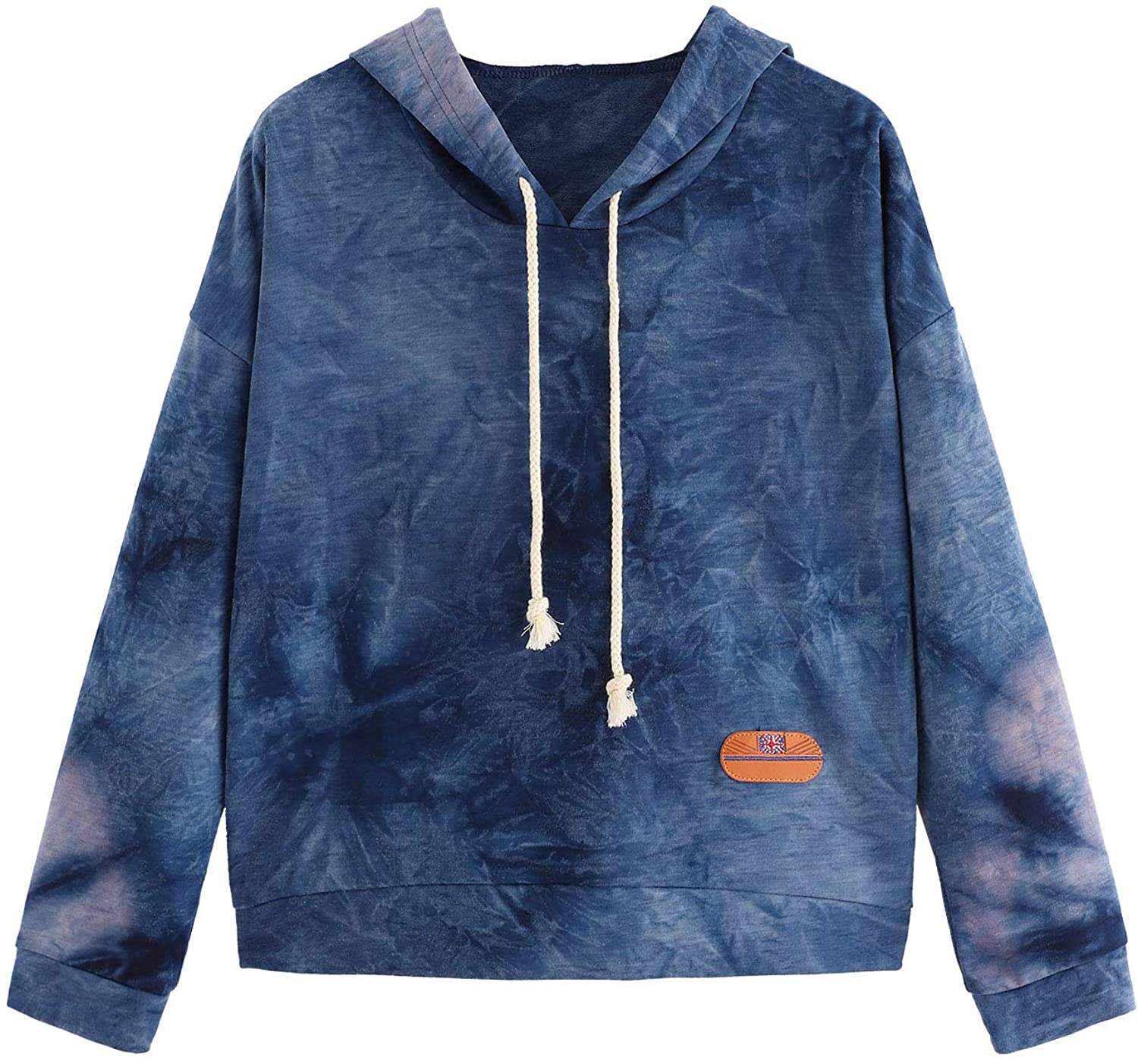 SweatyRocks Women's Long Sleeve Hoodie Sweatshirt Colorblock Tie Dye Print Tops