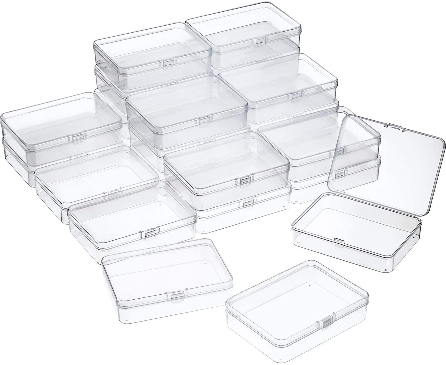 24 Packs Small Clear Plastic Beads Storage Containers Box with Hinged Lid for Storage of Small Items, Crafts, Jewelry, Hardware