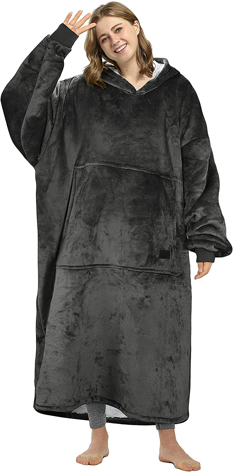 Catalonia Oversized Wearable Blanket Hoodie Sweatshirt, Comfortable Sherpa Lounging Pullover for Adults Men Women Teenagers Wife Girlfriend