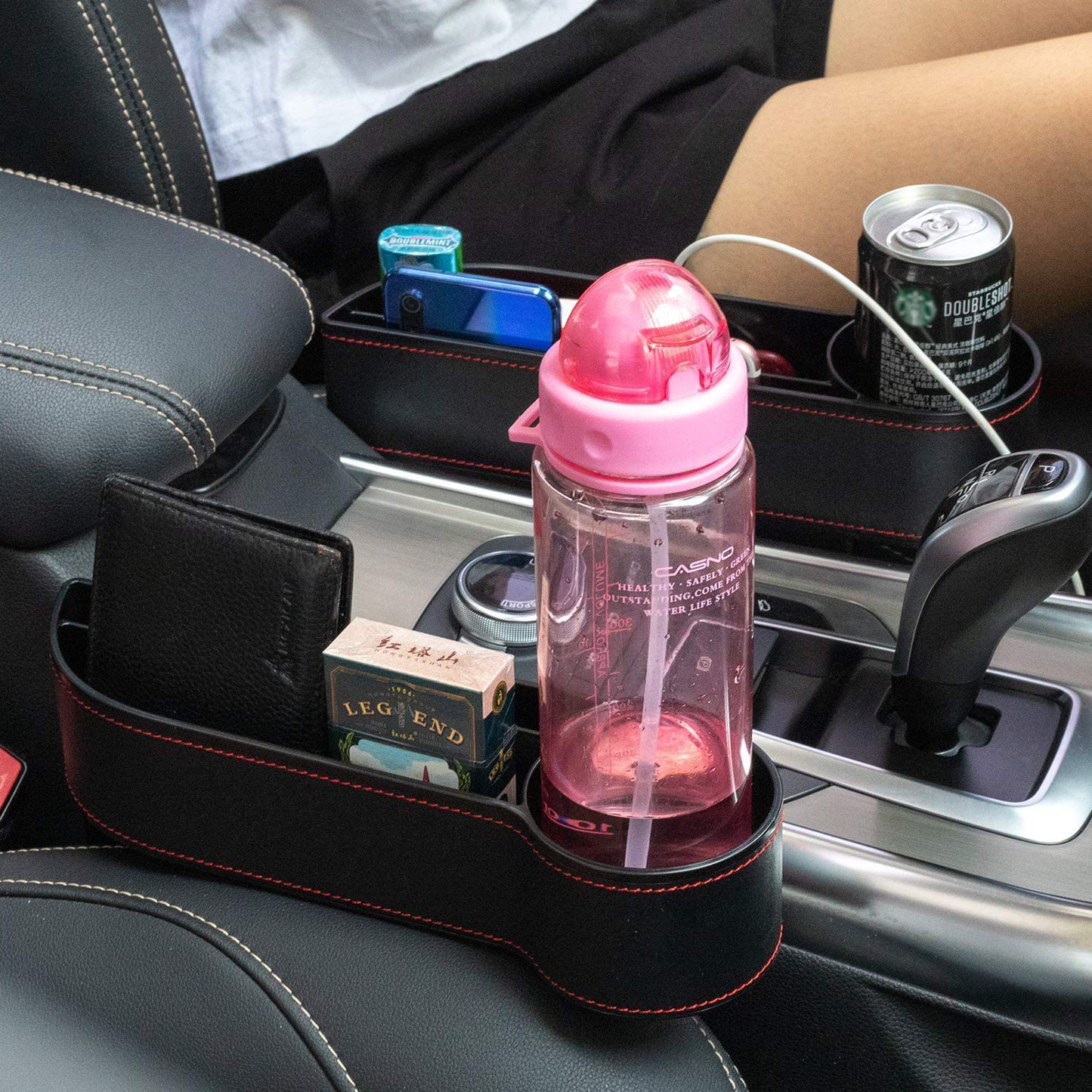 Car Seat Gap Filler Organizer, Automotive Front Seat Storage with Cup Holder, Auto Console Side Extra Storage Boxes