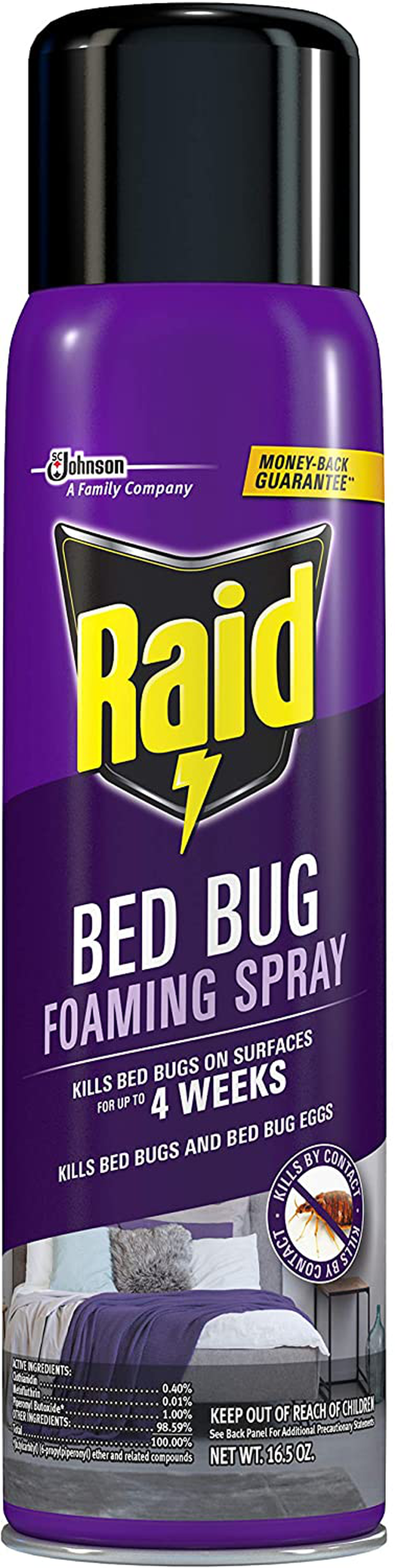 Raid Bed Bug Foaming Spray, For Indoor Use, Non-Staining, 16.5 Oz, Pack of 1