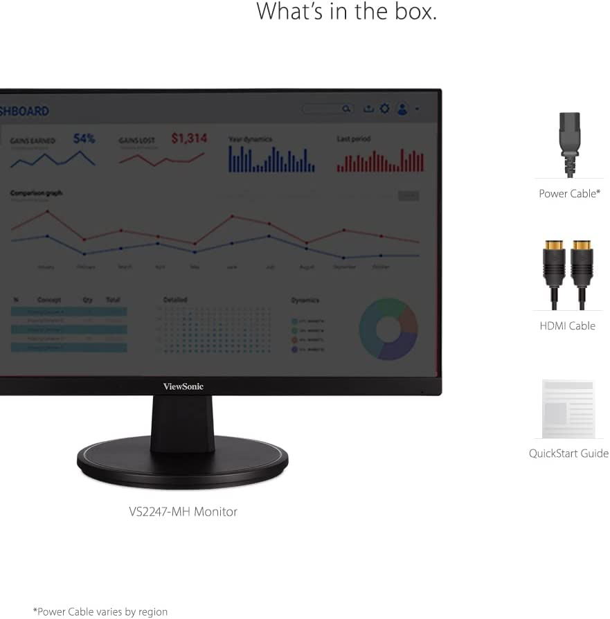 Viewsonic VS2247-MH 22 Inch 1080P Monitor with 75Hz, Adaptive Sync, Thin Bezels, Eye Care, HDMI, VGA Inputs for Home and Office