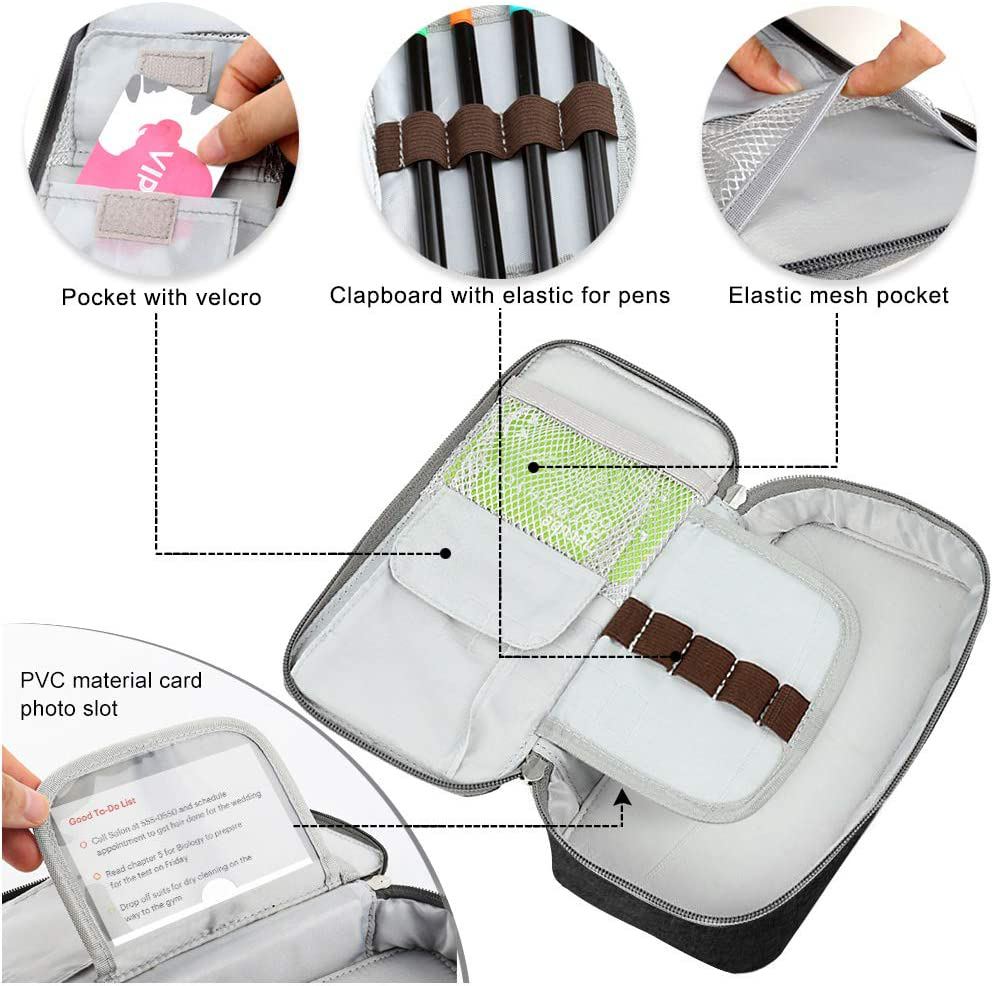 Homecube Big Capacity Pencil Case Pen Holder Pouch Marker Desk Organizer Bag with Zipper Large Storage College Middle School & Office Supplies Stationery