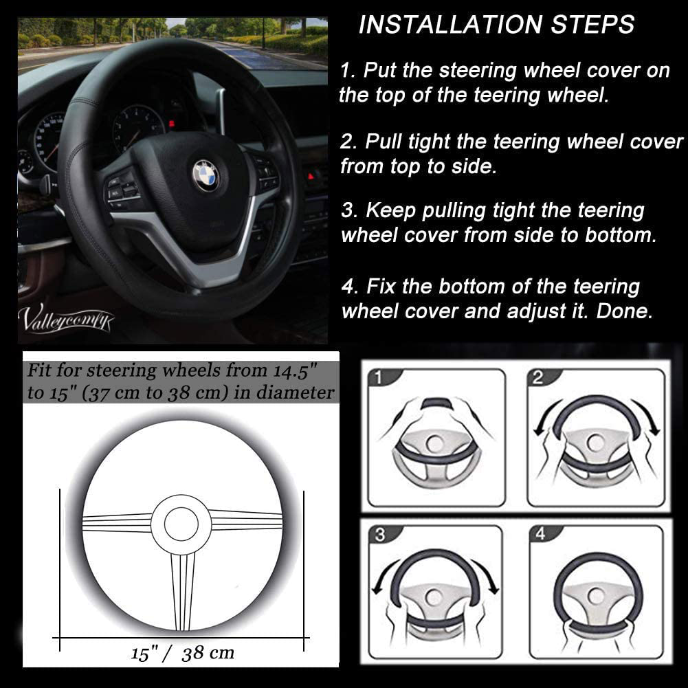 Valleycomfy Microfiber Leather Steering Wheel Covers