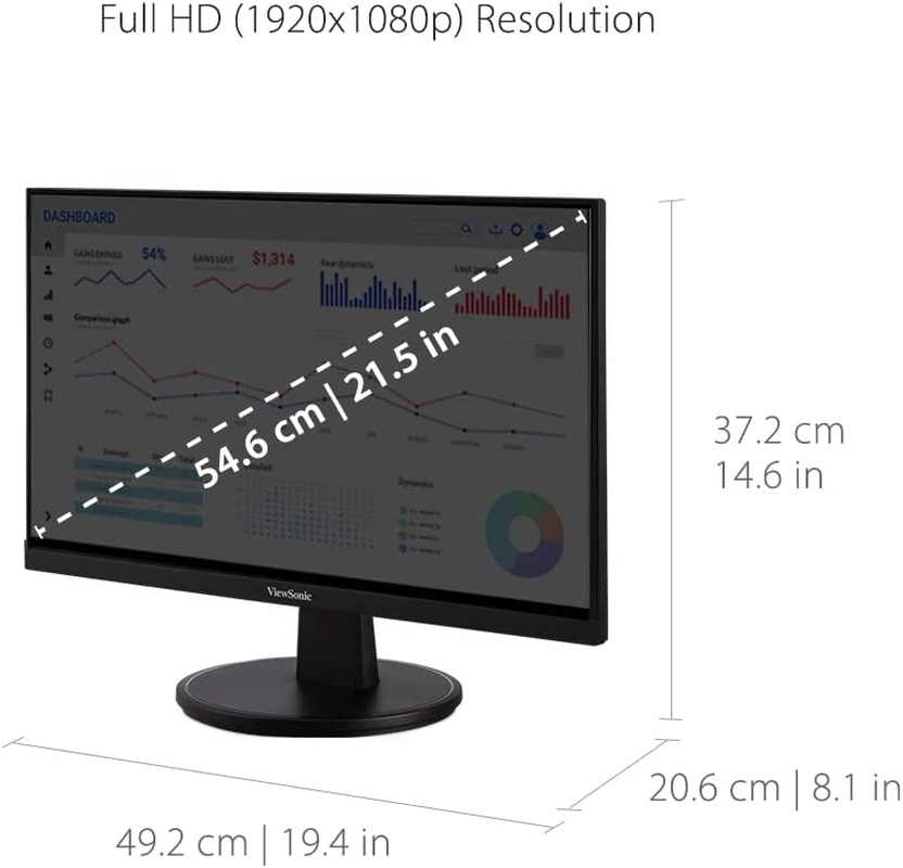 Viewsonic VS2247-MH 22 Inch 1080P Monitor with 75Hz, Adaptive Sync, Thin Bezels, Eye Care, HDMI, VGA Inputs for Home and Office